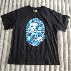 Bape Camo Ape Face Black And Blue T-Shirt Mens Size Large